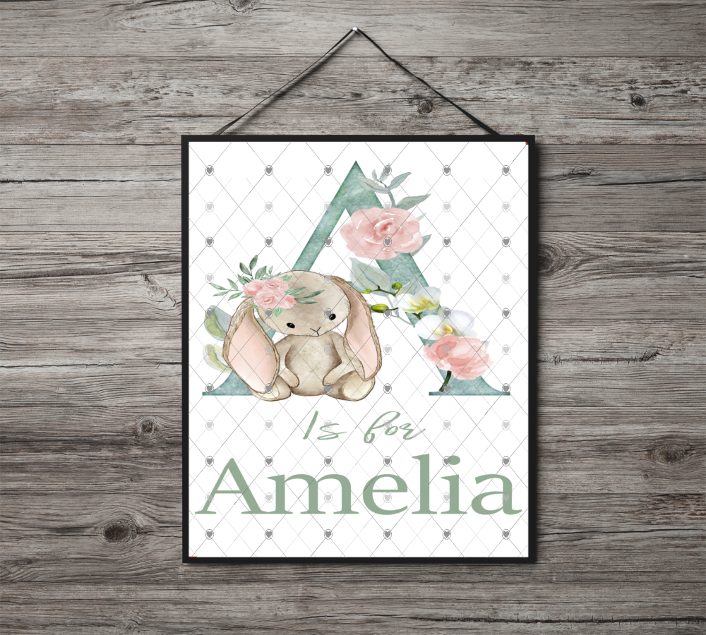Animal Initial Name Print, Letter A Custom Print, Letter A